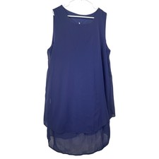 Navy Blue Chiffon Layered Shift Dress XXXL Flowy Cocktail Elegant Layered