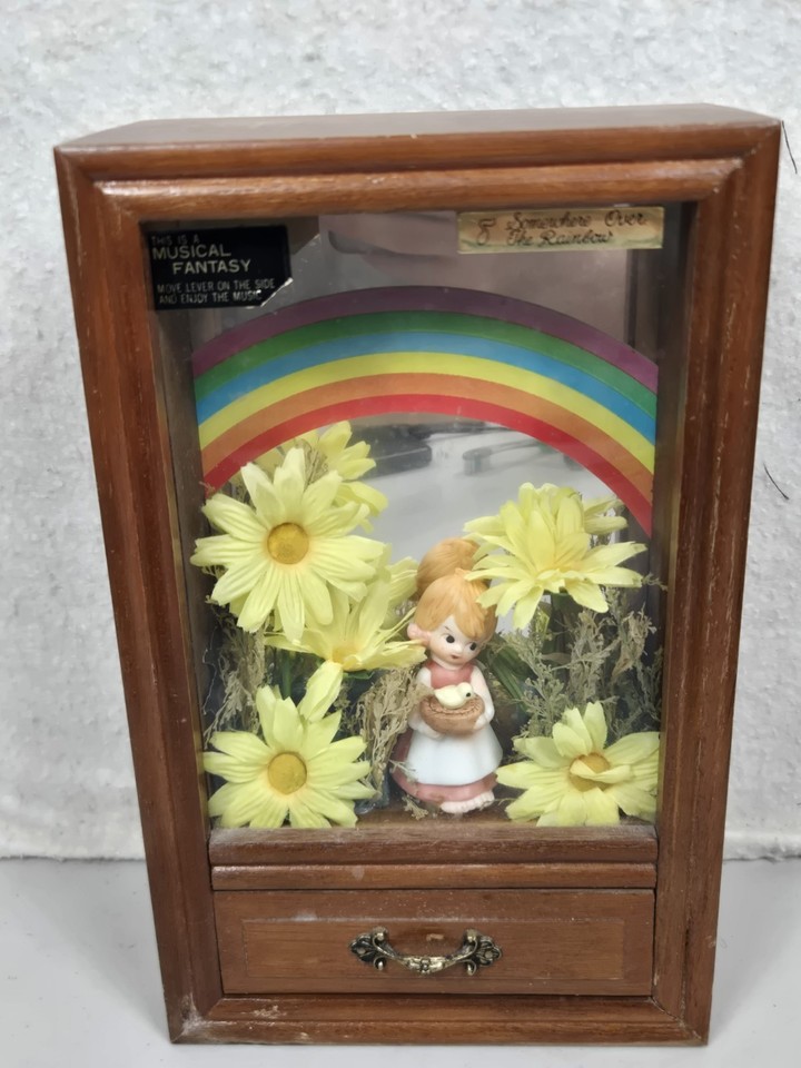 Vtg 1982 George Good Musical Fantasy Shadow Music Box Somewhere Over The Rainbow