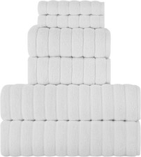 Image of Turkish Towel Set 100% Cotton (Cloud) 6 Pieces, 620gsm (White)