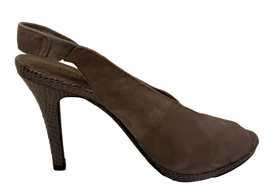 Moda Spana NUEVO TALLA 7 Gris Para Mujer Detalle de Cordones Tacón/Bomba Gamuza Punta abierta Foto 4 de 4