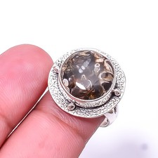 Turritella Agate - Wyoming Designer Handmade 925 Sterling Silver Ring s.7 Sku36