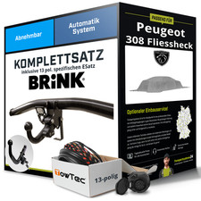Anhängerkupplung BRINK abnehmbar für PEUGEOT 308 Fliessheck +E-Satz AHK