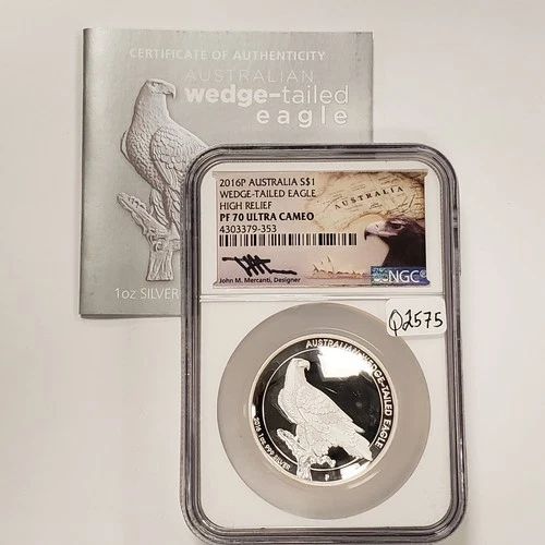 2016-P $1 Australia 1 oz .999 Silver HR Eagle - Mercanti - NGC PF 70 UC - Q2575