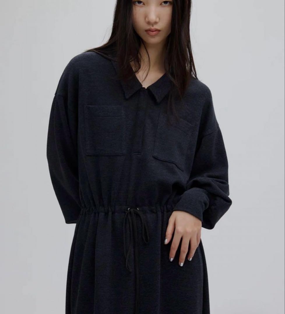AMERI RELAX DRAWSTRING SWEAT DRESS Black M - image 4