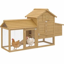 59" Small Wooden Chicken Coop with Removable Tray, Natural Wood