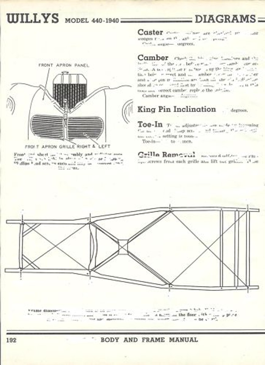1940 Willys Model 440 NOS Frame Dimensions Align Specs | eBay