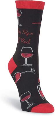 K. Bell Fifty Shades of Red, Black, Womens Sock Size 9-11/Shoe Size 4-10, 1 Pair