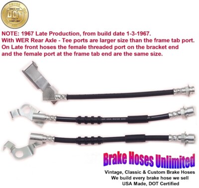 BRAKE HOSE SET Ford Galaxie 1967 Late production, With WER Rear axle, Front Disc