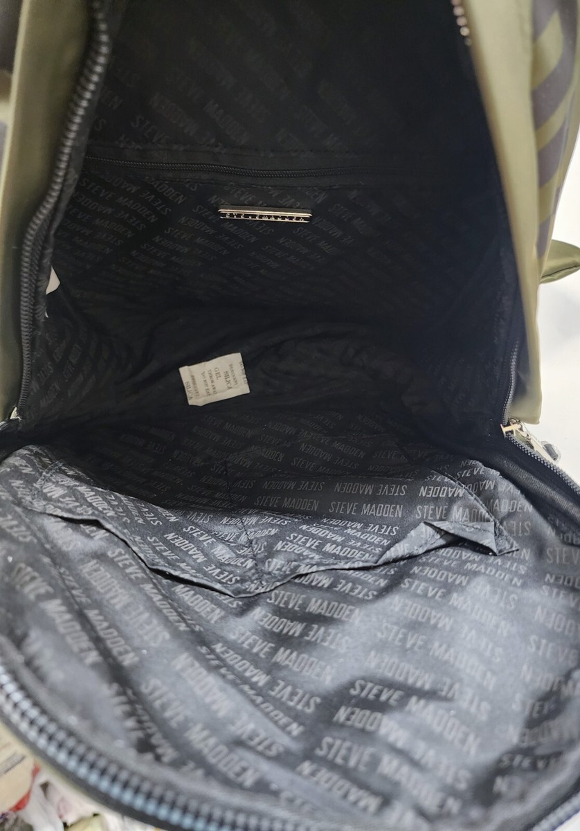 Steve Madden Olive Green Logo-Embossed Backpack Bag With Wristlet. Steve Madden Backpack/Purse Green Olive Gold Hardware | eBay main image 4