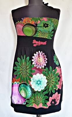 AUTHENTIC DESIGUAL EMBROIDERY LOGO FLORAL WOMENS TUNIC BLOUSE SIZE US 8 M EU 36