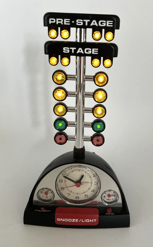 Drag Racing Christmas Tree Lighted Alarm Clock Thermometer Humidity Sound 9.5" T - Image 2 of 4