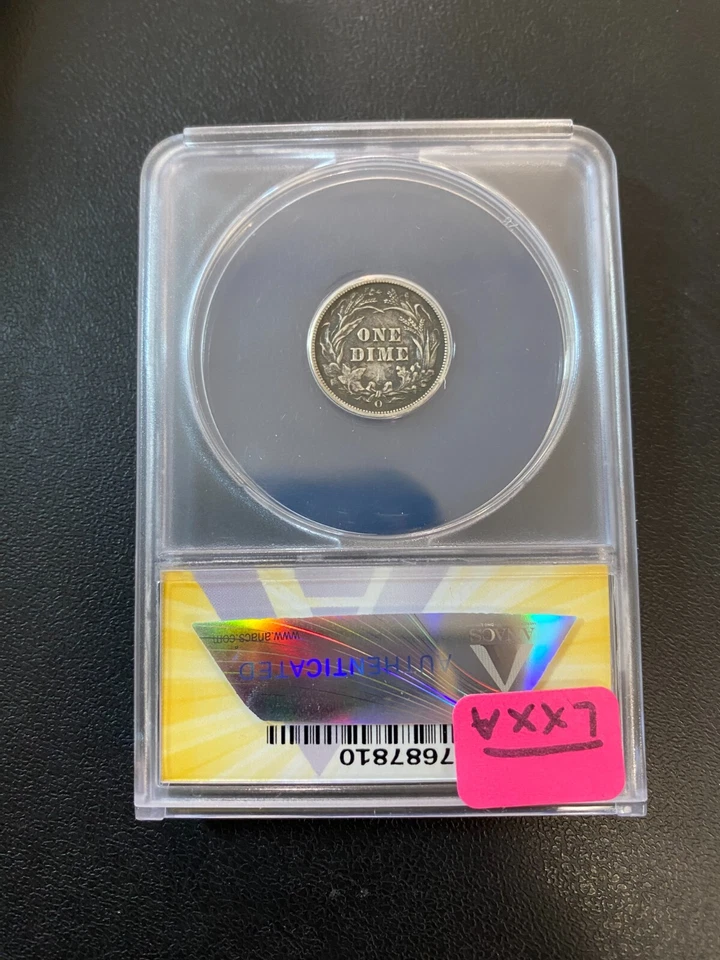 1899 O BARBER DIME ANACS VF-35 DETAILS - TYPE COIN - BETTER DATE - SLABBED - 10C - Image 2 of 2