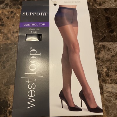West Loop Support Control Top Sheer Toe Size C Off Black New Free Shipping