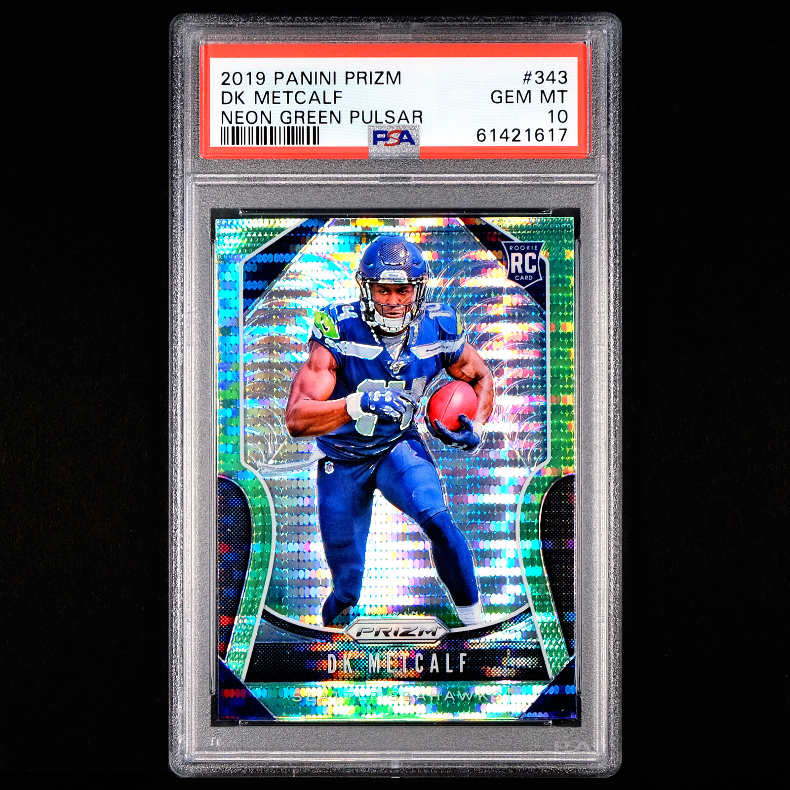 2019 Panini Prizm DK Metcalf Rookie 🔥 Neon Green Pulsar #343 🔥 PSA 10 Rare RC