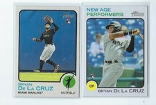 Lot 2x 2022 Topps Heritage Bryan De La Cruz Base #334 & New Age #NAP-14 - Rookie