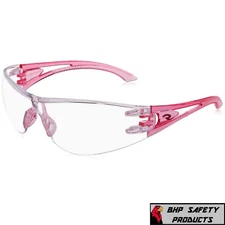 RADIANS OPTIMA SAFETY GLASSES PINK TEMPLES CLEAR HARD COAT LENS WOMEN ANSI Z87.1