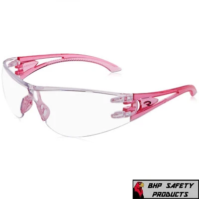 RADIANS OPTIMA SAFETY GLASSES PINK TEMPLES CLEAR HARD COAT LENS WOMEN ANSI Z87.1