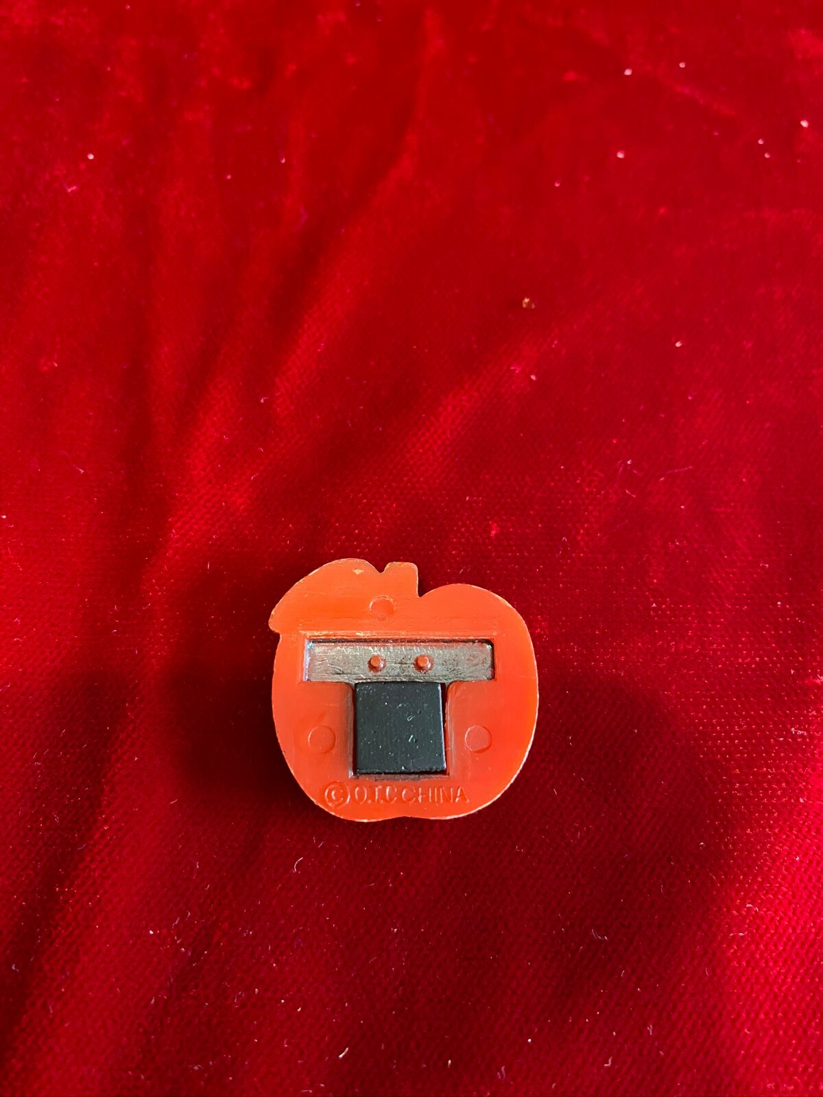 Vtg OTC Plastic Red Apple Refrigerator Magnet 1"