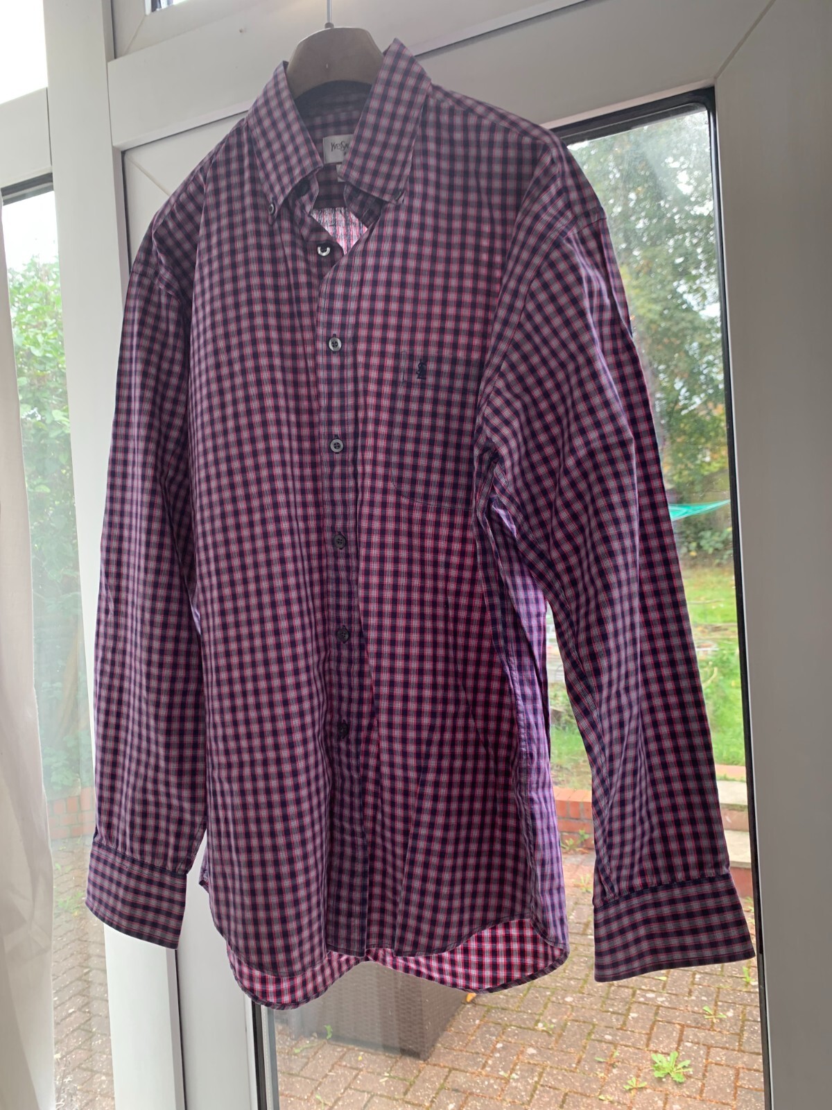 SAINT LAURENT YVES ST LAURENT CAMICIA UOMO A QUADRI INDOSSATA UNA VOLTA TAGLIA 39 15 5