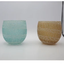 Vintage MCM Spaghetti String Frosted Rubber Glasses SET OF 2 - 1950s