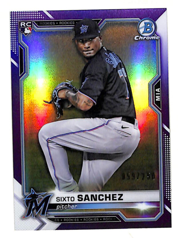 2021 Bowman Chrome #78 Sixto Sanchez 59/250 purple refractor rookie card Marlins
