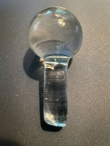 Hand Blown Glass Art FOOTED CONFETTI EGG Clear feet w/stopper Blue White Gold - Picture 7 of 8