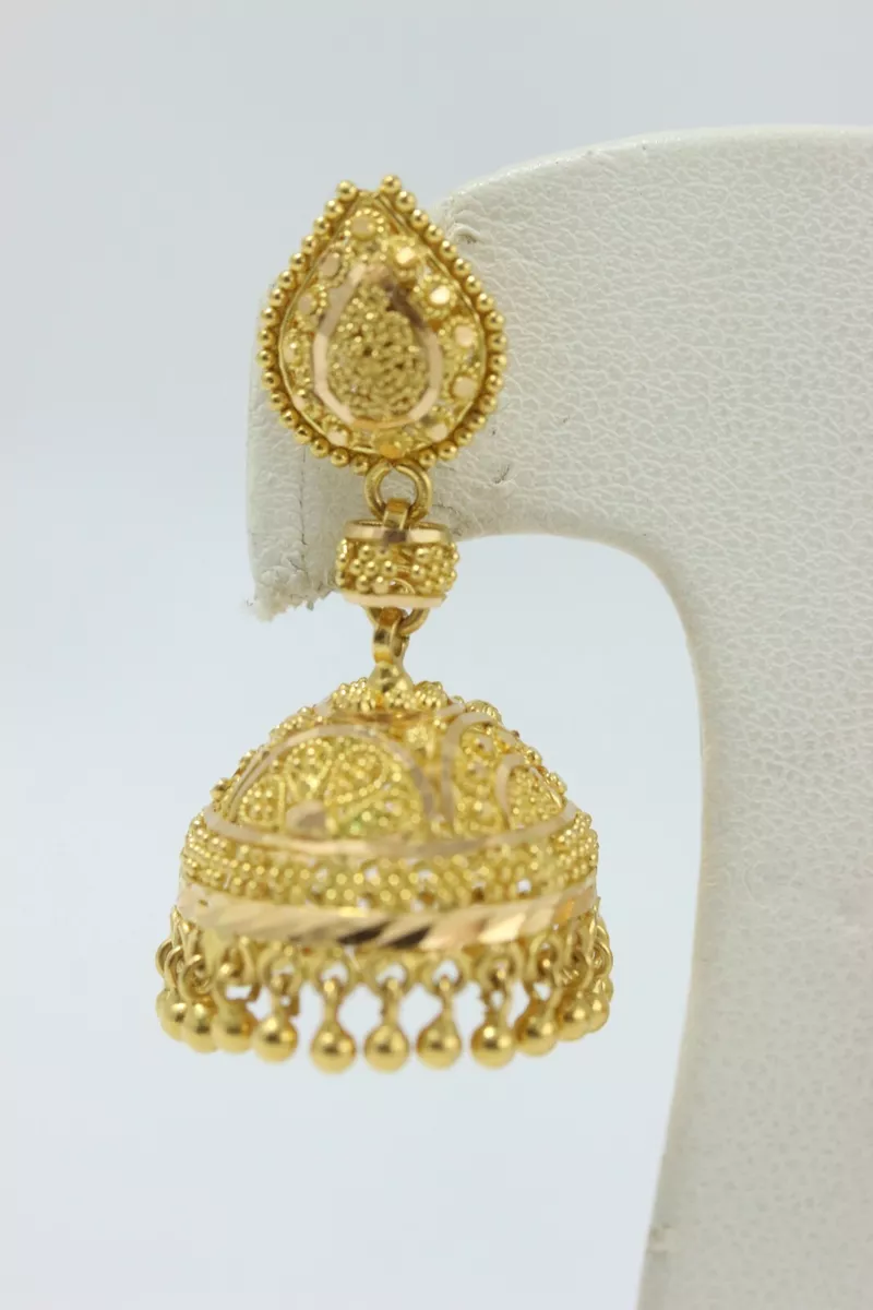 22k Yellow Gold Traditional Jhumka Indian Ceremonial Wedding