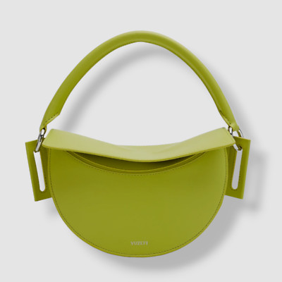 $696 Yuzefi Women's Green Leather Dip Anise Shoulder Top Handle Purse Bag