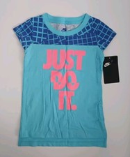 BRAND NEW Nike Blue Multicolor Just Do It Signature Geometric Shirt Sz. 4 XS 