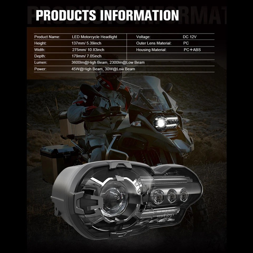 Передняя светодиодная фара DOT DRL в сборе герметичный луч для K1300R 2010 2011 2012 2013 - Изображение 3 из 4