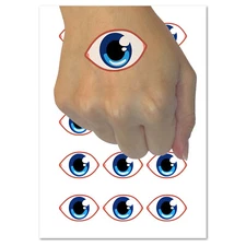 Blue Eye Eyeball Temporary Tattoo Water Resistant Fake Body Art Set