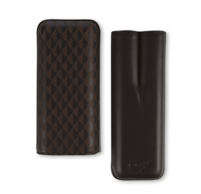 Davidoff Brown Leather Geometric Pattern XL-2 Double Cigar Case