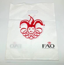 F.A.O. Schwarz Shopping Bag approx 15" x 12"- White and Red (Vintage?) FAO Toy