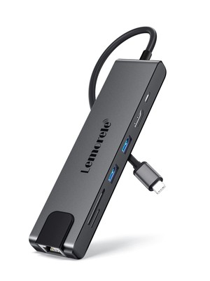 USB C Hub 7 in 1 USB C Aluminiumgehäuse Multiport Adapter mit RJ45 100W PD 4K...