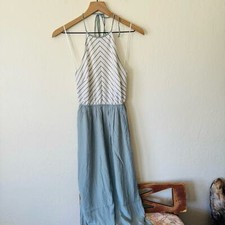 Hem & Thread | blue stripe halter maxi dress