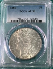 1886  Gorgeous Morgan AU58 PCGS Graded Silver Dollar...