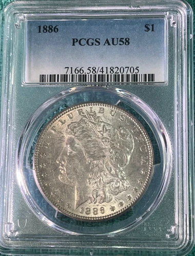 1886  Gorgeous Morgan AU58 PCGS Graded Silver Dollar...