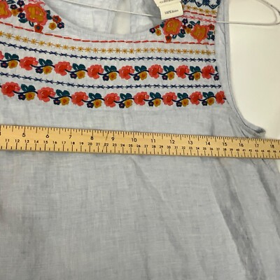 C&C California Linen Dress Embroidered Sleeveless Button Back Womens Size  Small | eBay