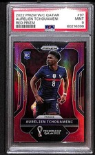 2022 Prizm World Cup Qatar Red Prizm Rookie #97 Aurelien Tchouamenin /399 PSA 9