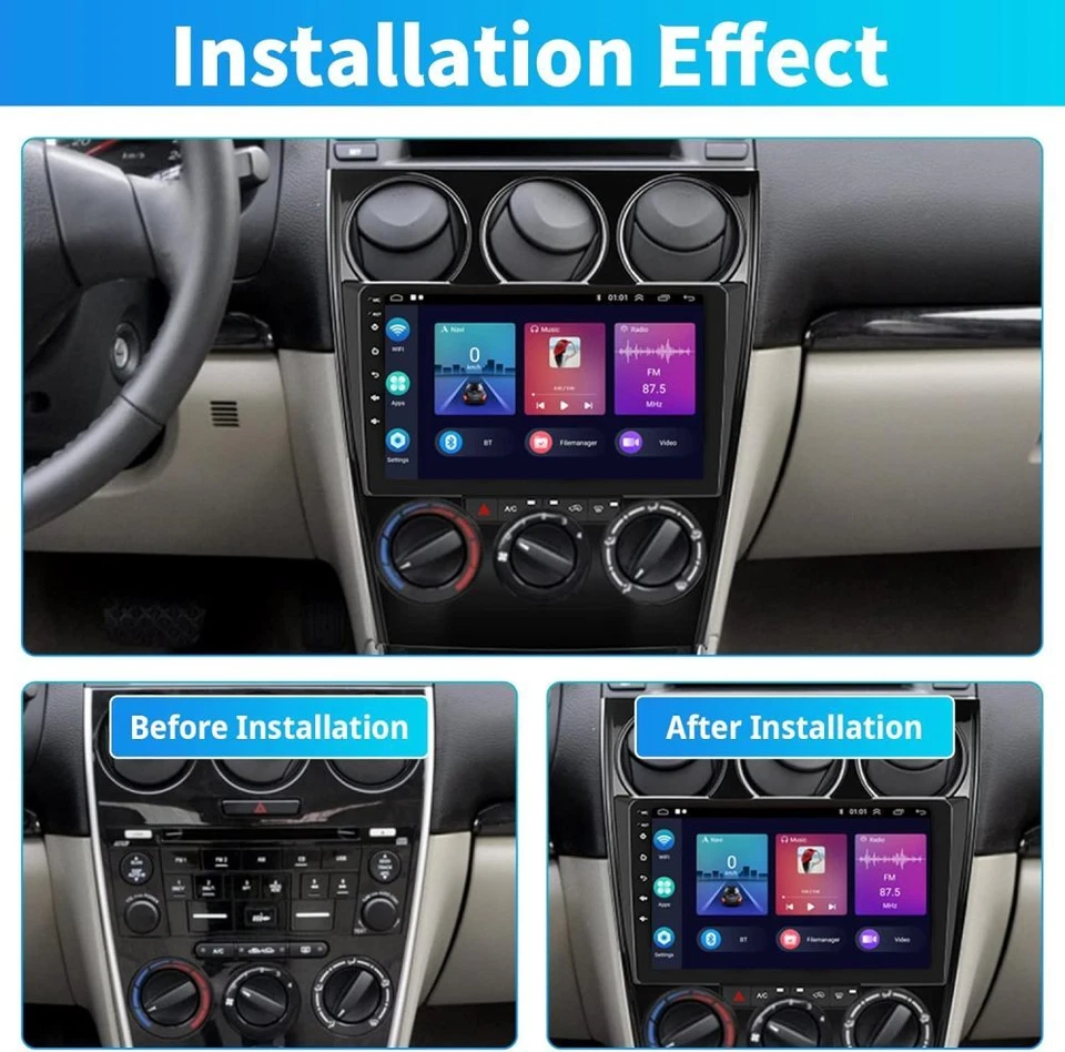 2G+64GB For Mazda 6 2003-2008 Android 15.0 Carplay Car Stereo GPS Radio GPS WIFI - Image 2 of 4