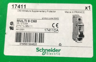 SCHNEIDER 277V 1P Multi 9/C60 #17411 Miniature Supplementary Protector NEW!