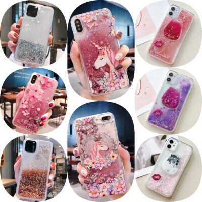 Bewegliche Flüssigkeit Glitzer Bling Treibsand TPU Hülle Cover für iPhone 7 8 X 11 12 Pro