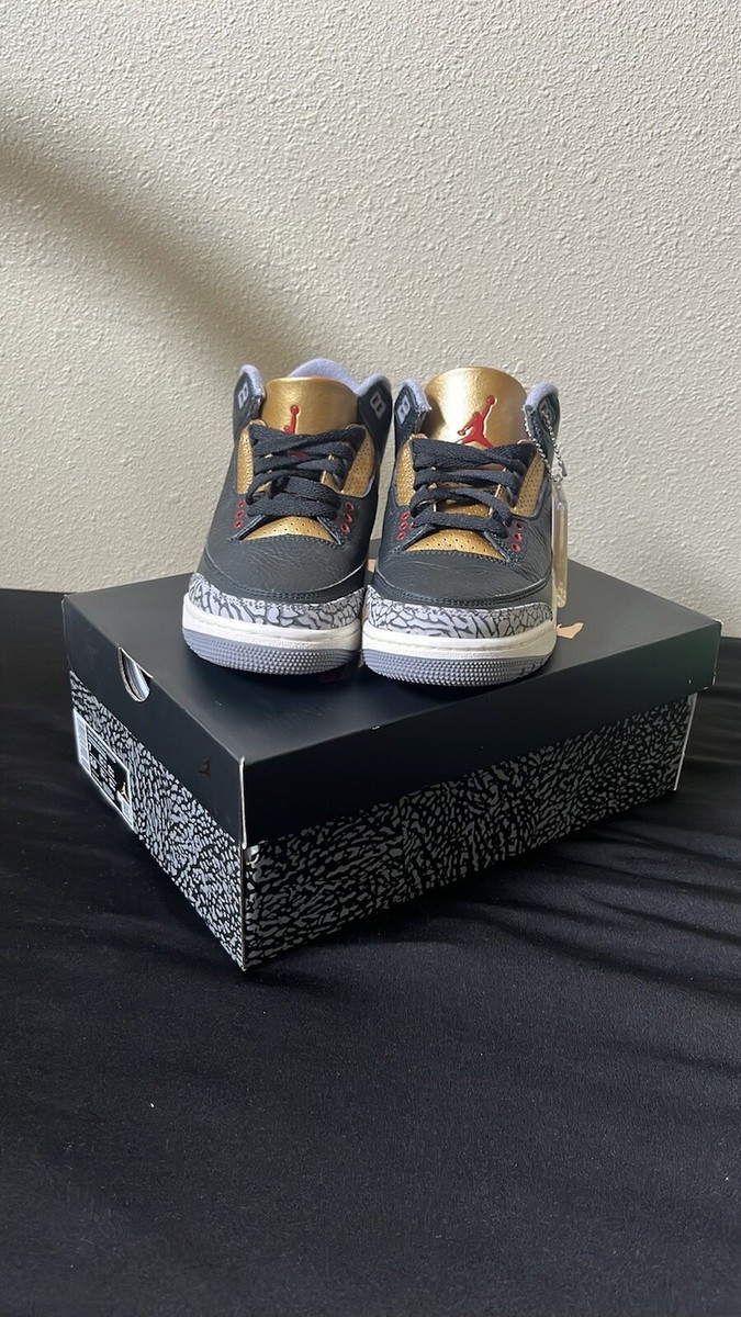靴 NIKE AIR JORDAN 3 RETRO Black Gold Size 7 - Jordan 3 Retro Mid Black Gold W | eBay