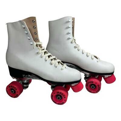 Patins à Roulettes Vintage Roller Derby Années 80 Cuir Blanc Taille 9 - Modèle U-96
