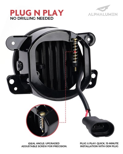 Par de luces antiniebla LED de 4 pulgadas luces de conducción de parachoques para Jeep Wrangler JK TJ JL JT - Imagen 6 de 7