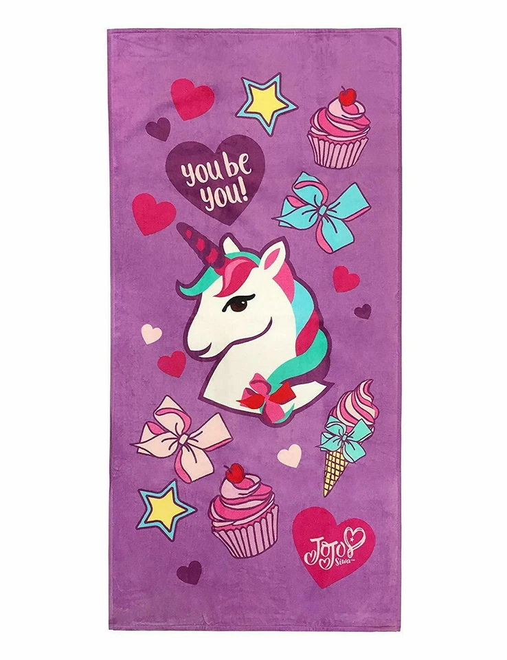 NUEVO Nickelodeon JOJO SIWA Algodón TOALLA DE BAÑO 28" X 58" Unicornio Arco Cupcake Foto 2 de 4