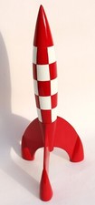 Très belle maquette en résine  et bois LA FUSEE LUNAIRE - TINTIN - L : 80 cm 