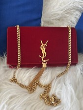 SAINT LAURENTMedium Kate Shoulder Bag, Red velvet