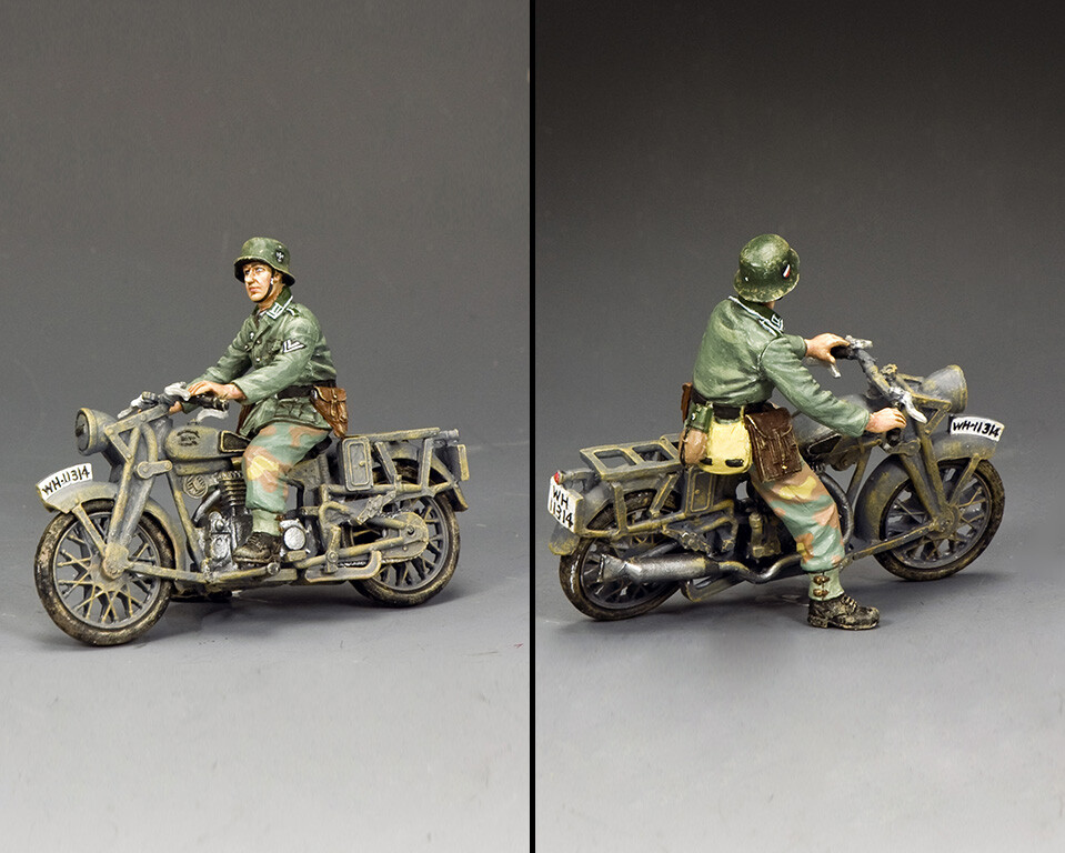 KING & COUNTRY WW2 GERMAN ARMY WH096 NORMANDY MOTORCYCLE DISPATCH
