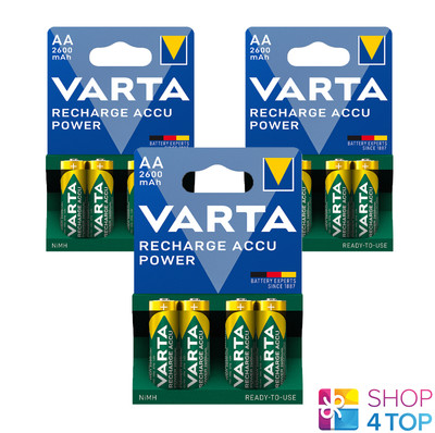12 VARTA RECHARGE ACCU POWER AA HR6 BATTERIES 1.2V 2600mAh NiMH MIGNON STILO NEW